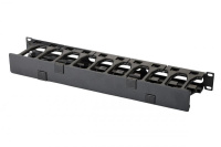 Организатор горизонтальный Т-образн. "пальцы" 19дюйм 1U с крышкой  25B-1U-16BL