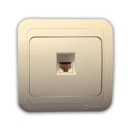 Розетка телефонная 1-м СП Mimoza 16А IP20 крем./крем.  25014