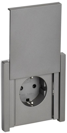 Розетка СП FORTE&PIANO 16А IP44 FP521 с заземл. защ. шторки с крышкой винт. крепл. сталь  FP-R16-16-44-K46