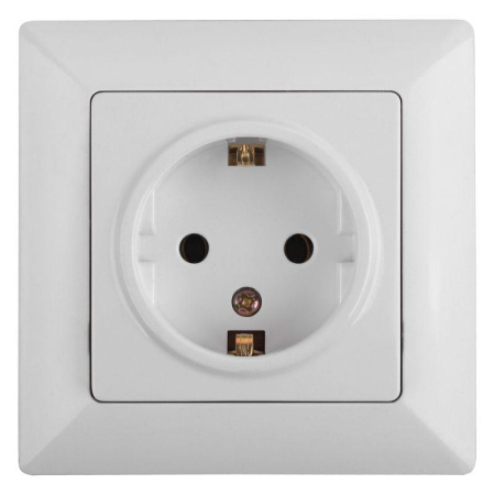 Розетка 1-м СП Solo 4-202-01 16А 250В IP20 2P+E Schuko с заземл. бел.  Б0053649