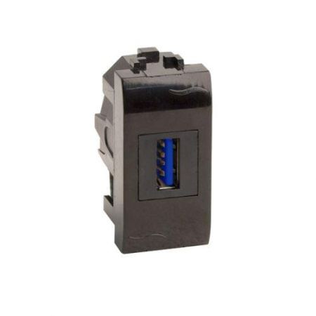 Розетка мультимедийная Brava 1мод. USB 3.0 черн.  77300N