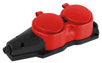 Колодка ЭРА KX-2e-RED-IP44 каучуковая с заземлением 2 розетки 16A IP44 красн.  Б0068443