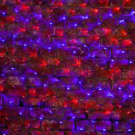 Гирлянда светодиодная "Сеть" 2х1.5м 288LED красн./син. 24Вт 220-240В IP65 провод ПВХ черн.  215-023
