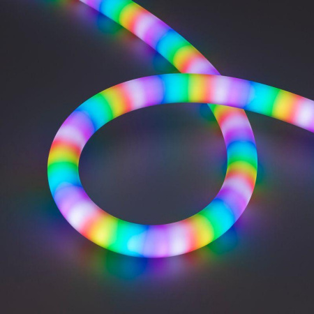 Лента светодиодная герметичная SPI MOONLIGHT-BLACK-SIDE-G180-D25mm 12В RGB-PX2 (21.6Вт/м IP65 wire x1) вывод кабеля бок. (уп.5м)  044974