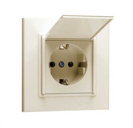 Розетка с/з и крышкой СП Karea 16А IP20 крем.  56010029