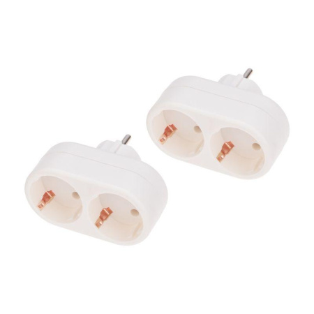 Разветвитель 2-м с заземл. 16А IP20 бел. (уп.2шт)  11-1075-2