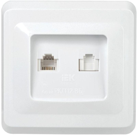Розетка компьютерная + телефонная 2-м СП Вега РК/Т12-ВБ RJ45 + RJ11 бел.  EIV20-K01-DM
