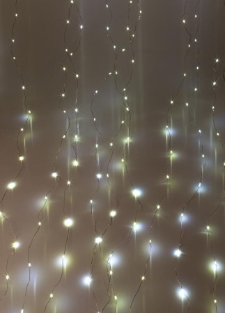 Гирлянда светодиодная "Дождь" 3х2м 240LED бел. 220В 8 режимов 1.5мм провод прозр.  KOC_CUR-V107