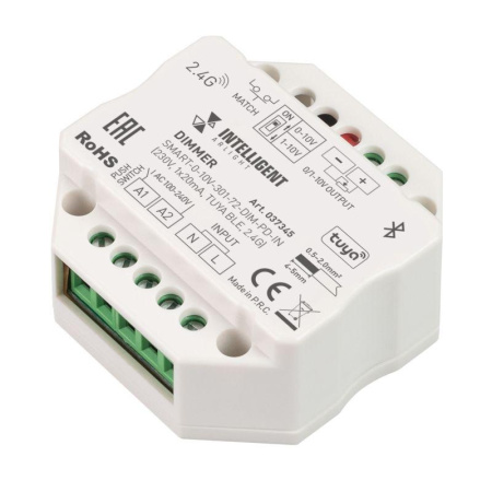 Диммер SMART-0-10V-301-72-DIM-PD-IN (230В 1х20мА TUYA BLE 2.4G) (IP20 пластик)  037345