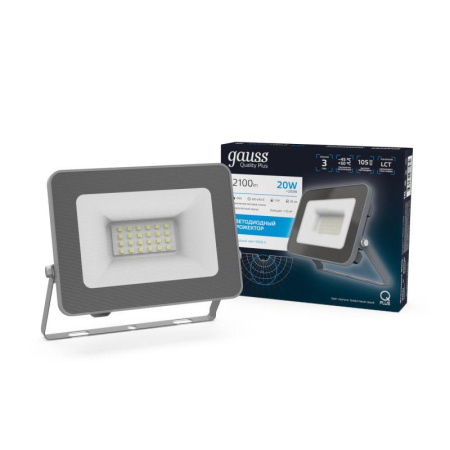 Прожектор светодиодный Qplus 20Вт 6500К IP65 2100лм 200-240В ДО графит.  690511320