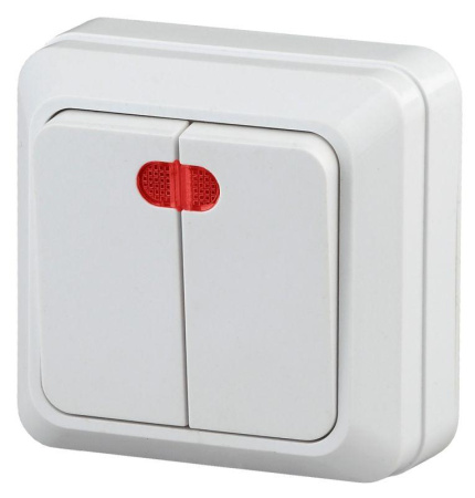 Выключатель 2-кл. ОП Quadro 10А IP20 2-105-01 250В с подсветкой бел.  Б0053766