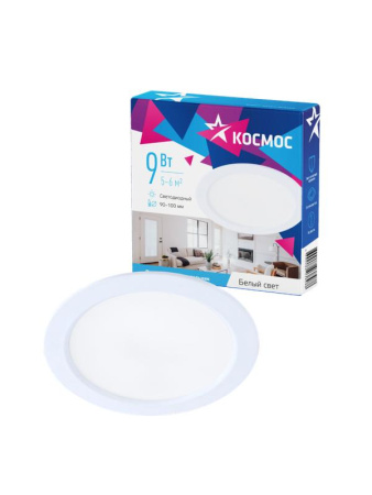 Светильник светодиодный Downlight 9Вт 180-265В 4000К кругл. панель бел.  KDownL9W4000K