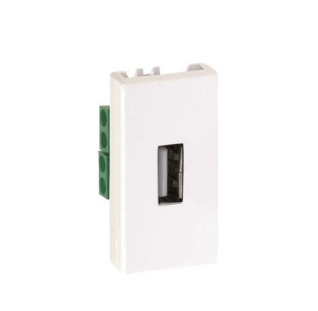 Розетка USB  27 тип A 2.0 узкий модуль винты механизм сл. кость  2701090-031