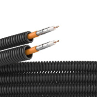 Электротруба ПНД гибкая гофрированная d20мм с коаксиальным кабелем SAT нг(А)-HF (уп.50м) черн.  7VE72050B