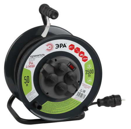Удлинитель на метал. катушке 4х50м с заземл. 16А IP44 RMx-4es-3х1.5-50m-IP44(KG) КГ 3х1.5  Б0046804