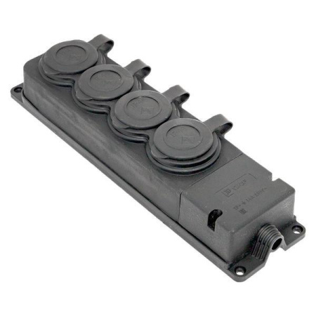 Колодка 4-м 16А IP44 2P+PE 230В с защ. крышками каучук PROxima  RPS-020-16-230-44-r