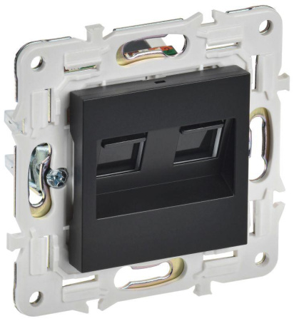 Розетка компьютерная двойн. RJ45 кат.6 SKANDY SK-K04Bl черн.  SK-K20-2-K02