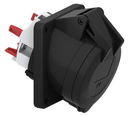 Розетка панельная 32А 5п 3P+N+PE 230-380В IP44 Quick Connect черн.  130274