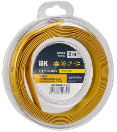 Трубка термоусадочная ТТУ нг-LS 10/5 желт. (уп.2м)  UDR12-010-005-002-K05-T