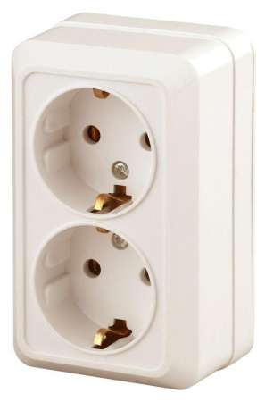 Розетка 2-м ОП Quadro 2-204-02 16А IP20 250В 2х2P+E Schuko сл. кость  Б0053803