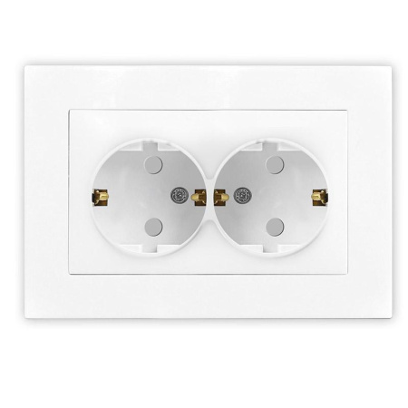 Розетка 2-м СП Афина 16А IP20 с заземл. защ. шторки в сборе бел.  A0050