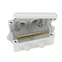 Коробка уравнивания потенциалов 12 зажимов 6 вводов д.25мм 120х80х50мм IP55  NE3112