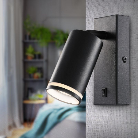 Светильник WL19 BK GU10 MR16 IP20 настенный черн.  Б0056360