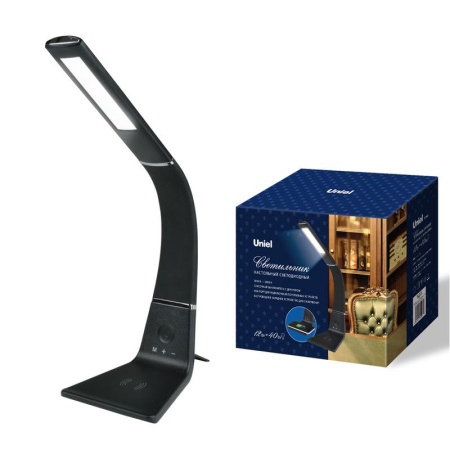 Светильник настольный TLD-565 Black/LED/360Lm/3000-6000K/Dimmer/WR 12Вт сенсорный выкл. диммер беспроводное зарядное устройство  UL-00006472