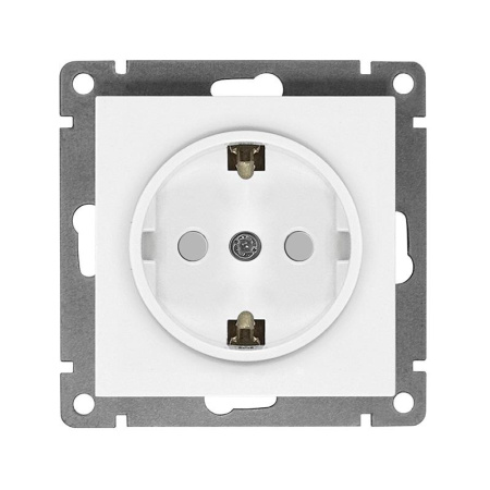 Розетка 1-м СП Афина 16А IP20 с заземл. защ. шторки механизм бел.  A0049