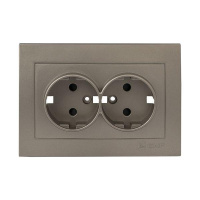 Панель лицевая Валенсия для розетки 2-м 16А защ. шторки с заземл. кашемир PROxima  ESR16-L-128-40