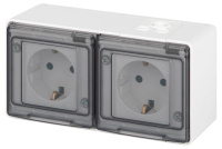 Розетка Эксперт 11-2503-01 2х2P+E гориз. IP55 16А-250В ОУ бел.  Б0063264