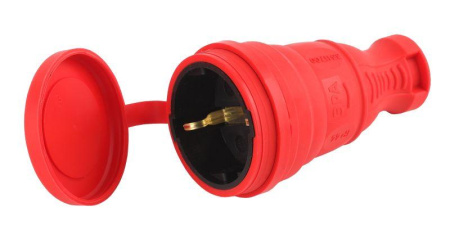 Разъем каучуковый R8-RED-IP44 с/з прямой 16А IP44 красн.  Б0044548