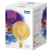 Лампа светодиодная филаментная LED-SF02-5W/SOHO/E27/CW GOLDEN GLS77GO SOHO филамент в форме месяца зол. колба упаковка картон  UL-00007625