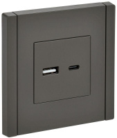 Розетка FORTE&PIANO USB A+C 18Вт FP351 сер.  FP-U22-018-K03