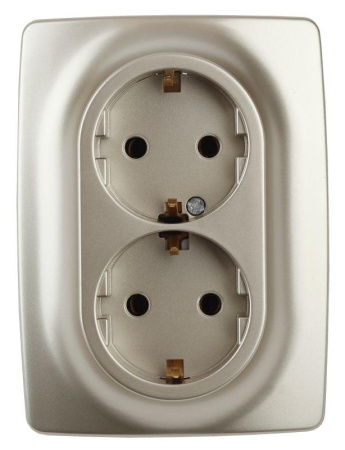 Розетка 2-м СП 12 12-2106-04 16А IP20 16AX 250В 2х2P+E Schuko шампань  Б0031231