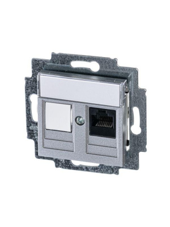 Розетка компьютерная Levit RJ45 кат.5E с заглушкой серебр.  2CHH295117A6070