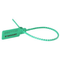 Пломба пластиковая номерная 255мм зел.  07-6123