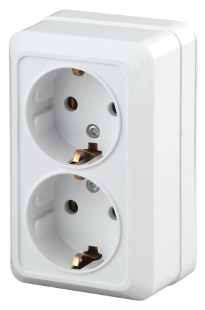 Розетка 2-м ОП Quadro 2-204-01 16А IP20 250В 2х2P+E Schuko бел.  Б0053800