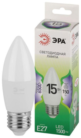 Лампа светодиодная GREEN LINE B35-15W-865-E27 GL E27 15Вт свеча свет холод.  Б0067094