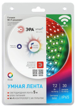 Лента светодиодная 5050-30-RGB-IP65-Wifi 12В разноцвет. (уп.5м)  Б0043446