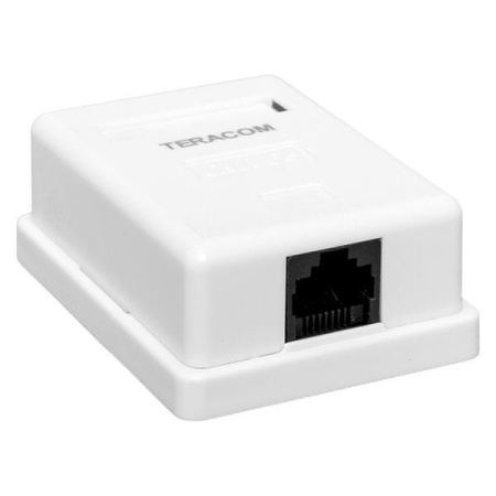 Розетка настенная TERACOM кат.5E неэкранированная 1 порт RJ-45 Dual IDC бел.  TRC-WBOX-1RJ45-5EUTP-WH