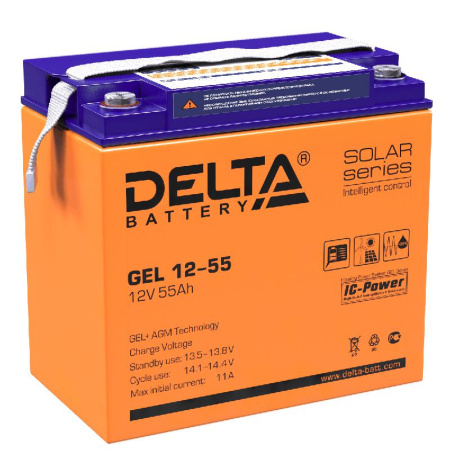 Аккумулятор GEL 12В 55А.ч  GEL 12-55