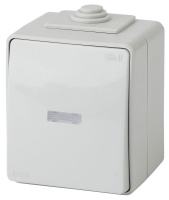 Выключатель 1-кл. ОП  Эксперт 10А IP65 11-1602-03 250В 10AX с подсветкой сер.  Б0035974