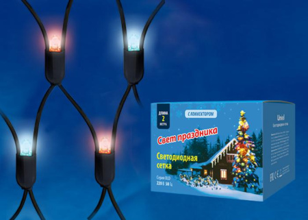 Сетка светодиодная ULD-N2015-288/SBK RED-BLUE IP67 статическое свечение 2х1.5м соединяемая красн./син. свет провод черн.  UL-00005486