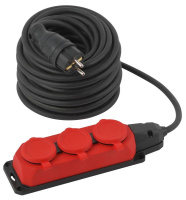 Удлинитель силовой UK-3e-3x1.5-30m-IP44(KG) с заземлением 3 розетки каучук 30м КГ 3х1.5кв.мм IP44  Б0057582