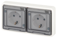 Розетка Эксперт 11-2524-01 2х2P+E гориз. IP55 шторки 16А-250В СУ бел.  Б0063254