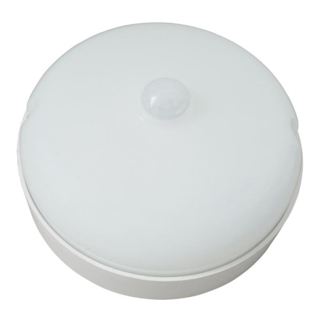 Светильник светодиодный ULW-Q216 12W/6500К SENSOR IP65 WHITE Круг влагозащ. с датчиком движения d=135мм корпус бел.  UL-00008488
