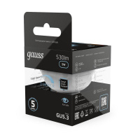 Лампа светодиодная Black 5Вт MR16 софит 4100К нейтр. бел. GU5.3 530лм диммир.  101505205-D