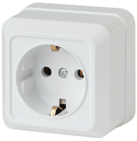 Розетка 1-м ОП Quadro 2-202-01 16А IP20 250В 2P+E Schuko бел.  Б0053783