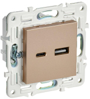 Розетка USB A+C 3.1А SKANDY SK-R14Sa песочн.  SK-U22-D31-K98